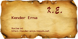Kender Erna névjegykártya